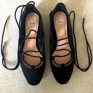 ZARA Lace Up Ballerina Flats Size US6/EU36